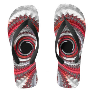 Abstract Red Gradient Spiral Fractal Thongs