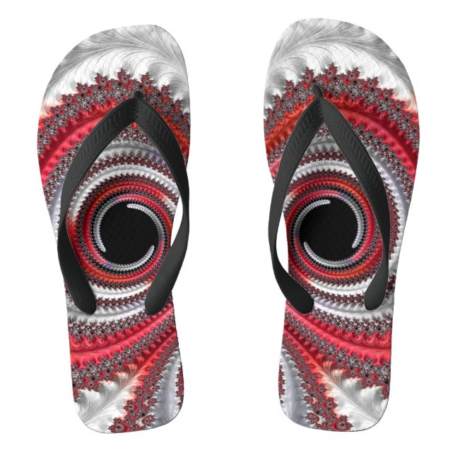 Abstract Red Gradient Spiral Fractal Thongs (Footbed)