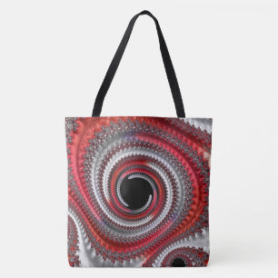 Abstract Red Gradient Spiral Fractal Tote Bag