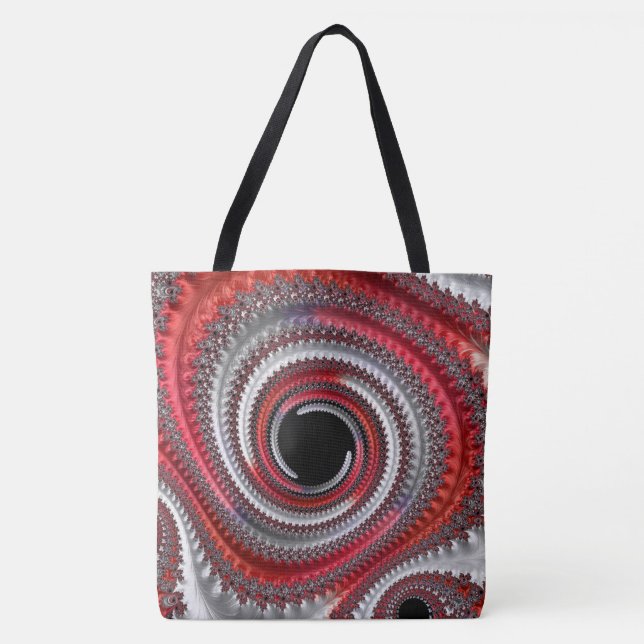 Abstract Red Gradient Spiral Fractal Tote Bag (Front)