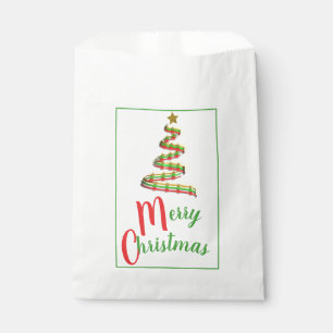 Abstract Red, Green, and Gold Christmas Tree Favour Bag