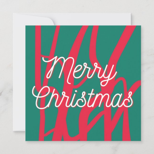 Abstract Red Green Personalized Merry Christmas Holiday Card (Front)
