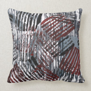 Abstract red grey art cushion