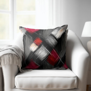 Abstract Red Grey Black Cushion