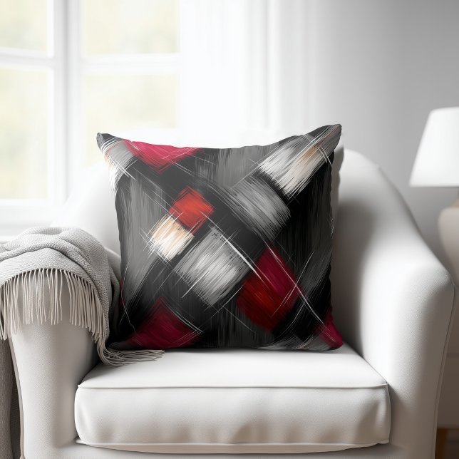 Abstract Red Grey Black Cushion (Creator Uploaded)