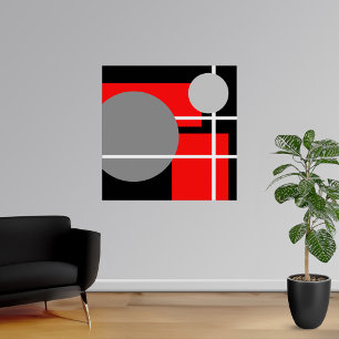 Abstract Red Grey Black White AP0001 Poster