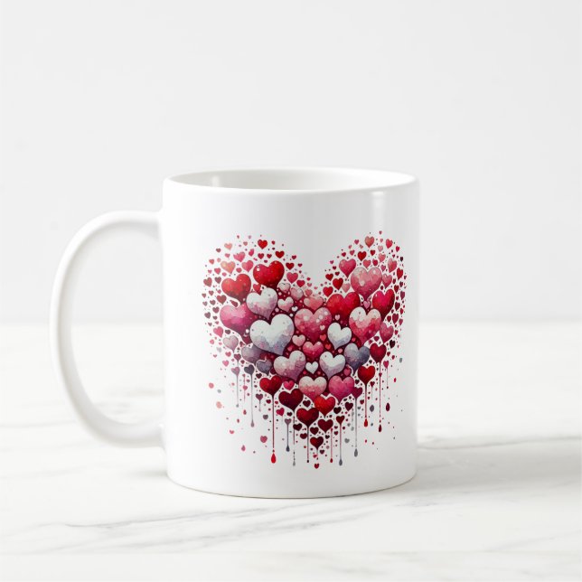 Abstract Red Heart Love Splash Romantic Art Mug (Left)