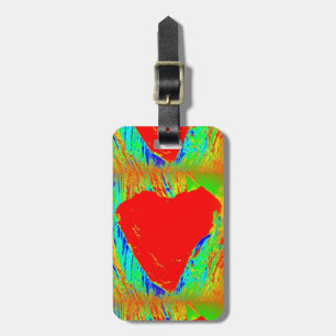 abstract red heart luggage tag