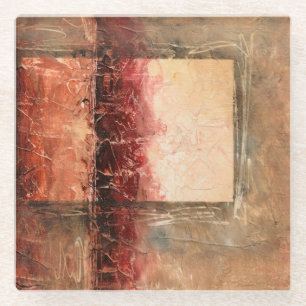 Abstract Red Landscape Glass Coaster
