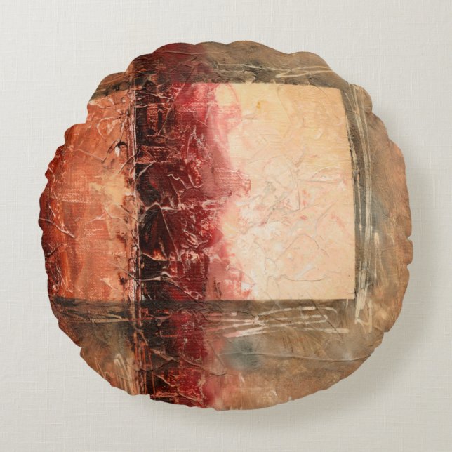 Abstract Red Landscape Round Cushion (Front)