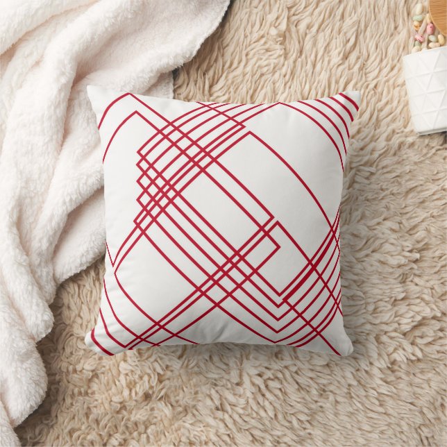 Abstract red lines and squares cushion (Blanket)