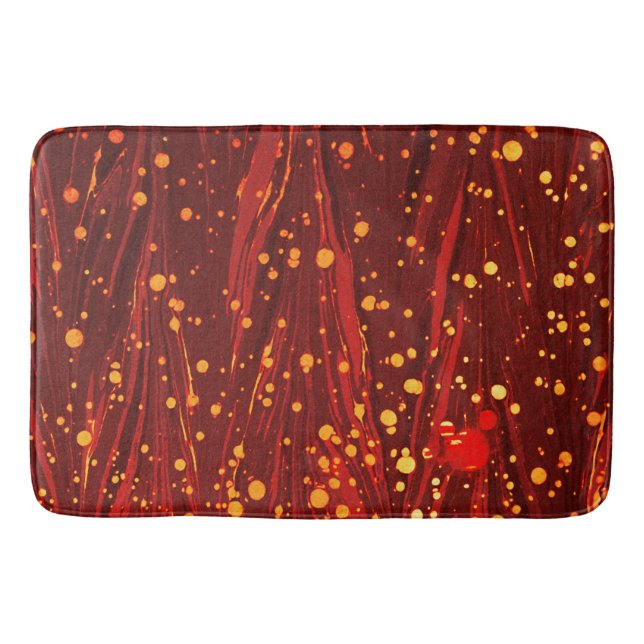 ABSTRACT RED MARBLED PAPER WITH GOLD SPLASHES BATH MAT (Front)