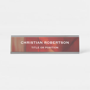 Abstract Red Modern Simple Plain Business Desk Name Plate