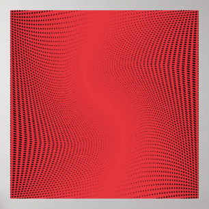 Abstract red monochrome halftone pattern. Soft cur Poster