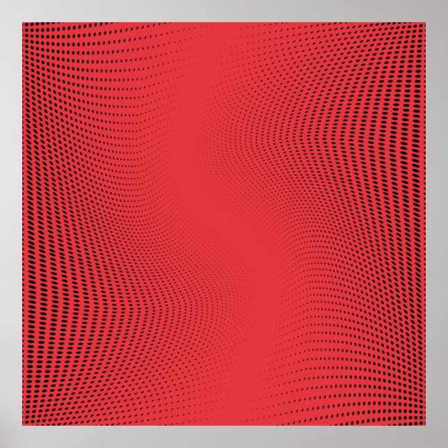 Abstract red monochrome halftone pattern. Soft cur Poster (Front)