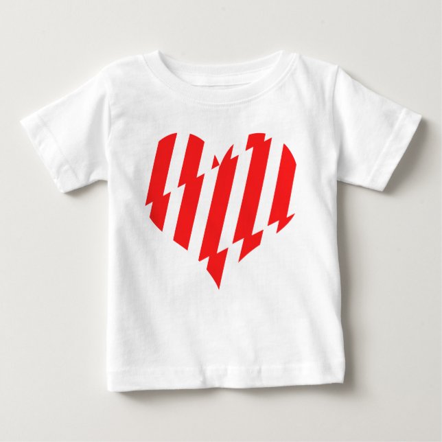 Abstract Red n White Stripes Valentine Heart Baby T-Shirt (Front)