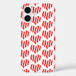 Abstract Red n White Stripes Valentine Heart iPhone 16 Case