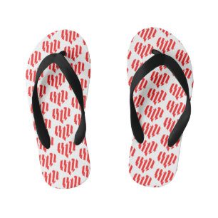 Abstract Red n White Stripes Valentine Heart Kid's Thongs