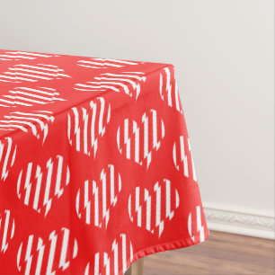 Abstract Red n White Stripes Valentine Heart Tablecloth