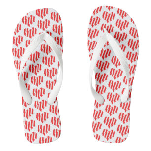 Abstract Red n White Stripes Valentine Heart Thongs