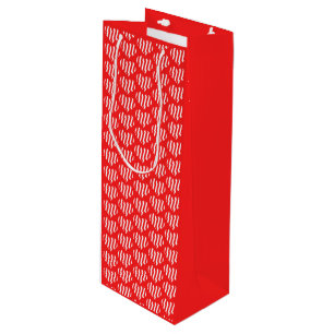 Abstract Red n White Stripes Valentine Heart Wine Gift Bag