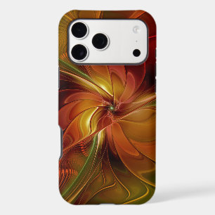 Abstract Red Orange Brown Green Fractal Art Flower