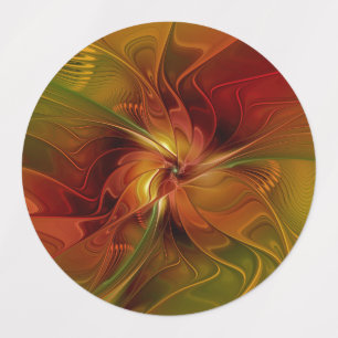 Abstract Red Orange Brown Green Fractal Art Flower