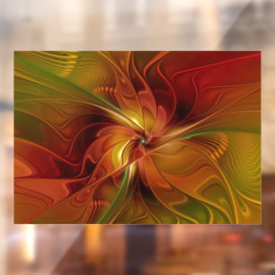 Abstract Red Orange Brown Green Fractal Art Flower