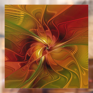 Abstract Red Orange Brown Green Fractal Art Flower