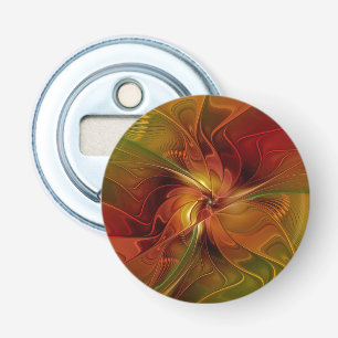 Abstract Red Orange Brown Green Fractal Art Flower Bottle Opener