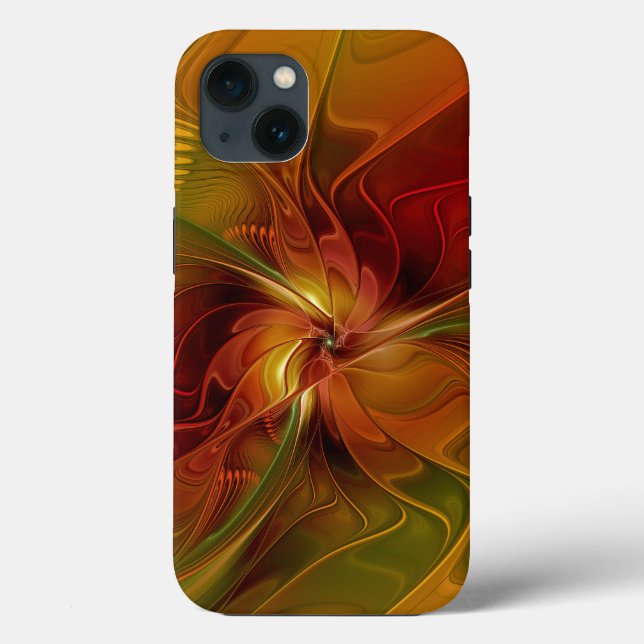 Abstract Red Orange Brown Green Fractal Art Flower Case-Mate iPhone Case (Back)
