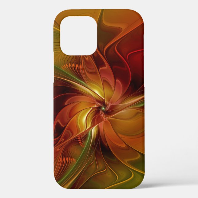 Abstract Red Orange Brown Green Fractal Art Flower Case-Mate iPhone Case (Back)
