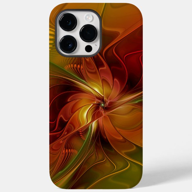 Abstract Red Orange Brown Green Fractal Art Flower Case-Mate iPhone Case (Back)