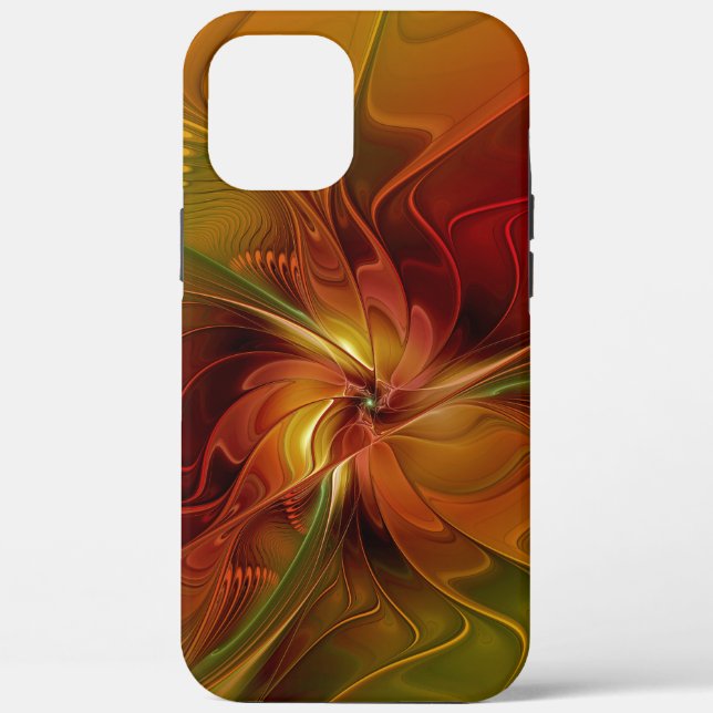 Abstract Red Orange Brown Green Fractal Art Flower Case-Mate iPhone Case (Back)