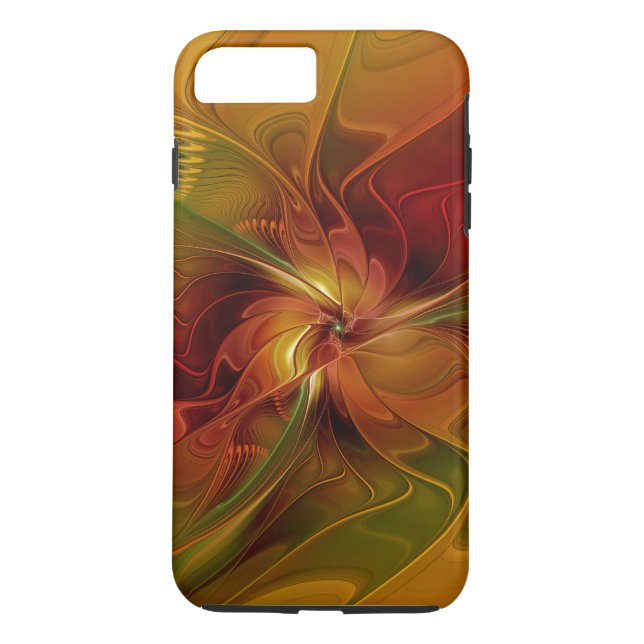 Abstract Red Orange Brown Green Fractal Art Flower Case-Mate iPhone Case (Back)