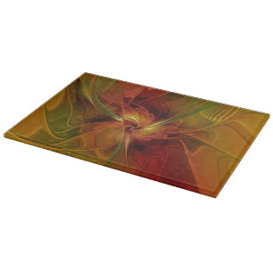 Abstract Red Orange Brown Green Fractal Art Flower Cutting Board