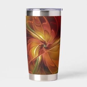 Abstract Red Orange Brown Green Fractal Art Flower Insulated Tumbler