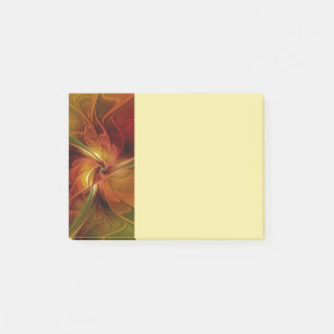 Abstract Red Orange Brown Green Fractal Art Flower Post-it Notes