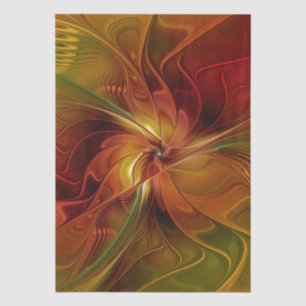 Abstract Red Orange Brown Green Fractal Art Flower Tissue Paper