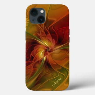Abstract Red Orange Green Fractal Flower Name iPhone 13 Case
