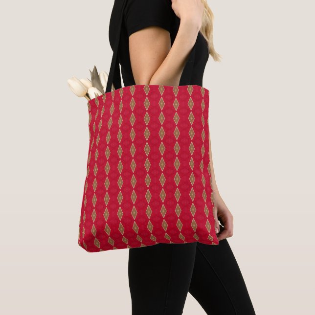 abstract red pattern tote bag (Close Up)