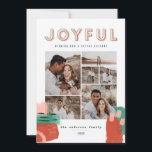 Abstract red, pink   green joyful multi photo card<br><div class="desc">Modern abstract graphic red,  pink   green and bold typography joyful holiday multi-photo card. With hand-painted splotches. Part of a bright,  fun holiday collection.</div>