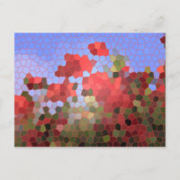 Abstract Red Poppies Blue Sky Stained Glass Mosaic