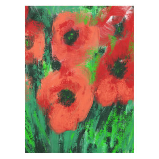 Abstract Red Poppies Floral Painting Tablecloth