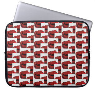 Abstract Red Poppy Pattern Vibrant Cabernet Red Laptop Sleeve