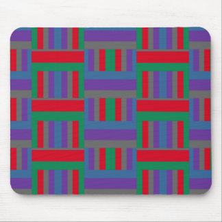 Abstract Red Purple and Green Line Pattern on Gray Mouse Pad