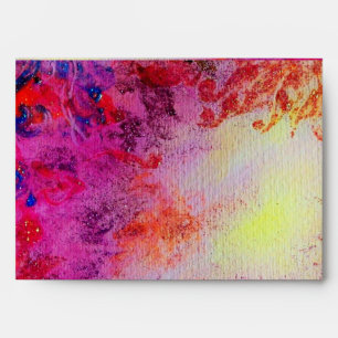 ABSTRACT RED PURPLE GOLD YELLOW FLORAL SWIRLS ENVELOPE