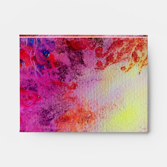 ABSTRACT RED PURPLE GOLD YELLOW FLORAL SWIRLS ENVELOPE (Front)