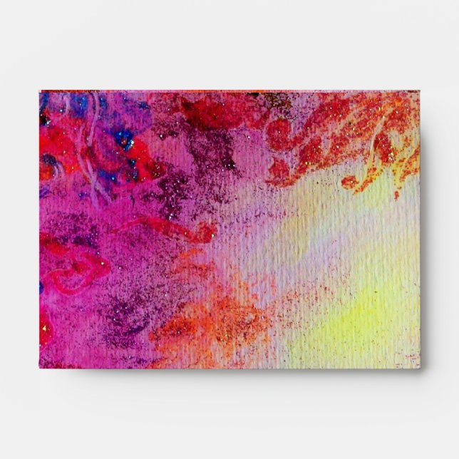ABSTRACT RED PURPLE GOLD YELLOW FLORAL SWIRLS ENVELOPES (Front)
