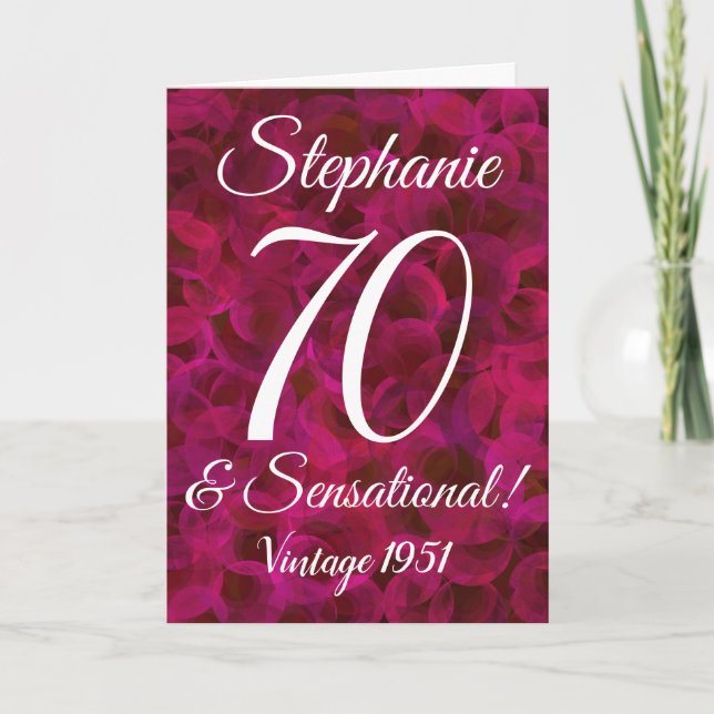 Abstract Red Rose 70 and Sensational Birthday Card (Front)